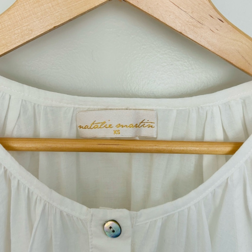 Natalie Martin White Eyelet Embroidered Dress Button Front XS - Picture 6 of 13